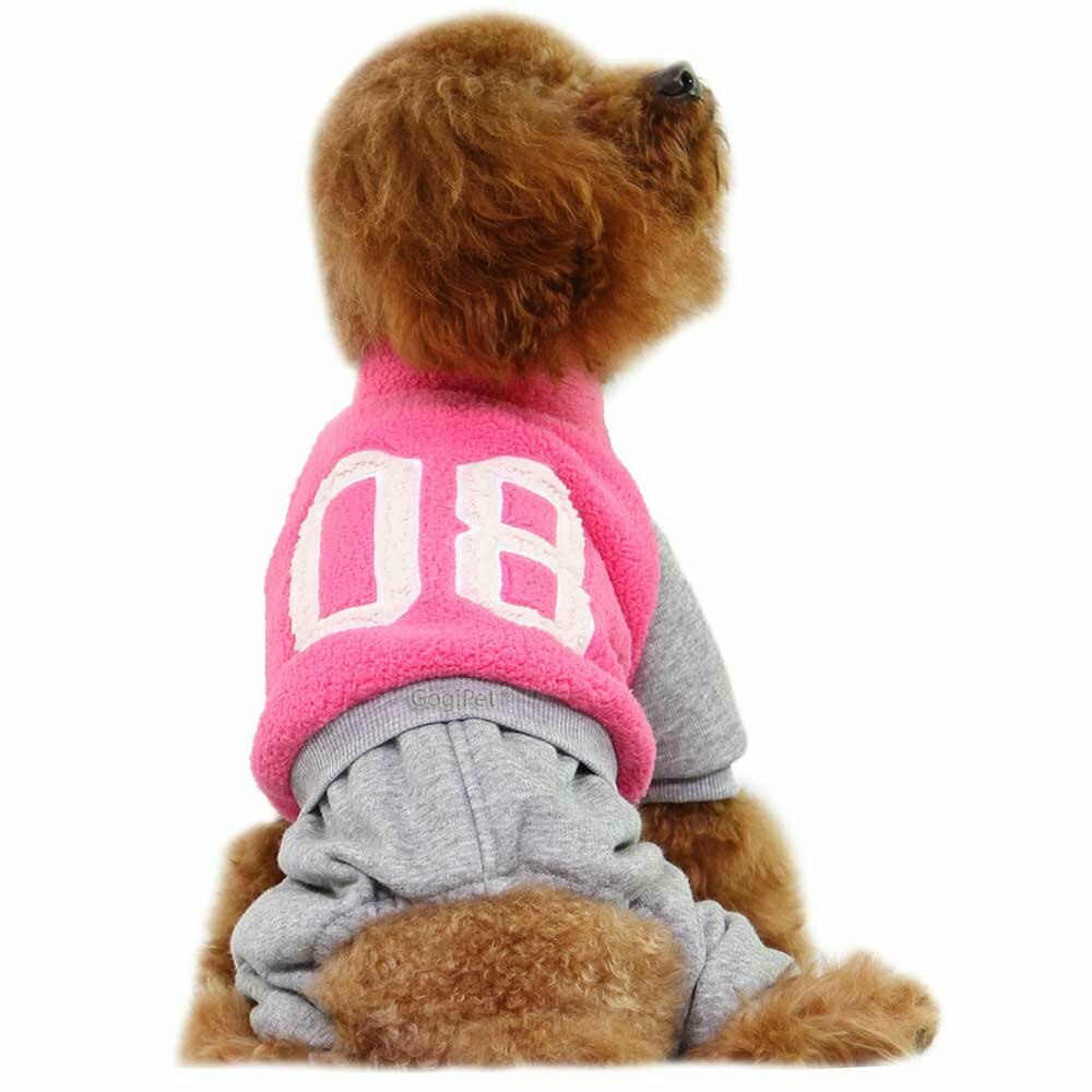 Chándal mullido y rosa "08" para perros de GogiPet®, hecho de 100% algodón 