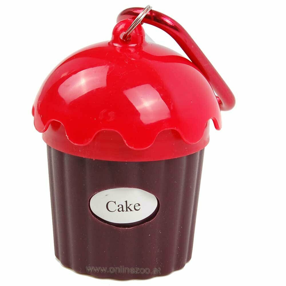 Dispensador de bolsas higiénicas, con diseño divertido de Cup Cake con glaseado rojo.
