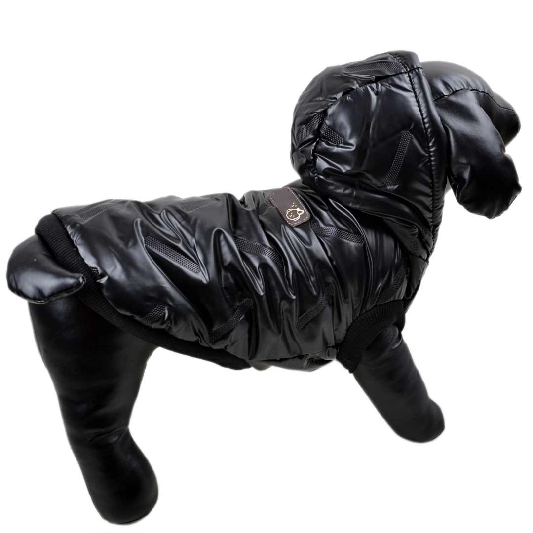 Cálido anorak para perros con capucha y sin mangas "Moonwalk" negro