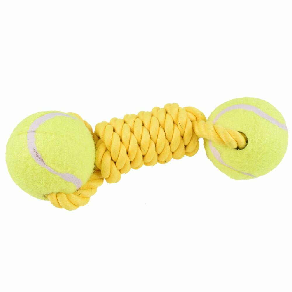 2 pelotas con cuerda dental trenzada para una buena higiene dental y juego sin cesar GogiPet® - Juguete para perros 