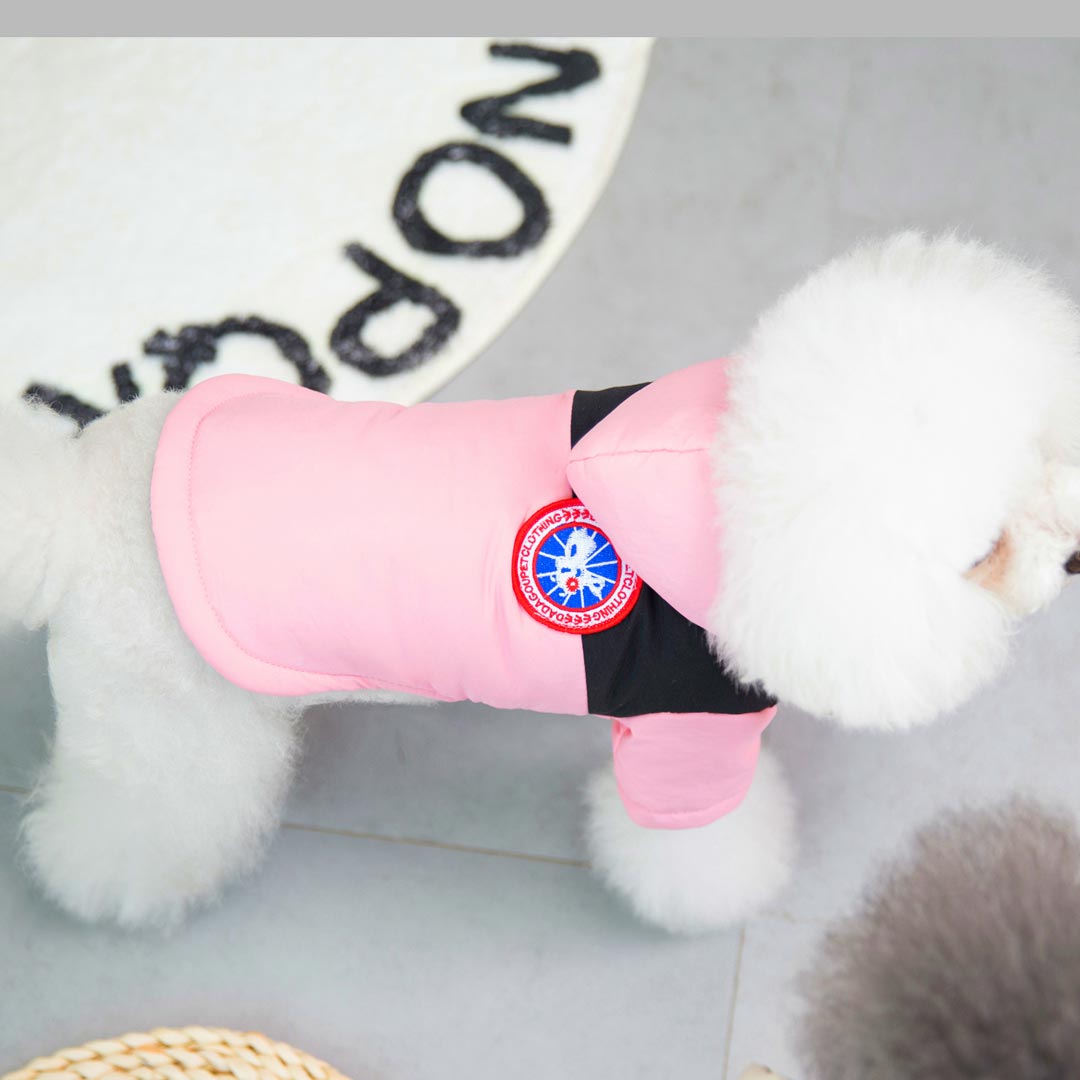 Cálida chaqueta de invierno para perros con capucha - Rosa