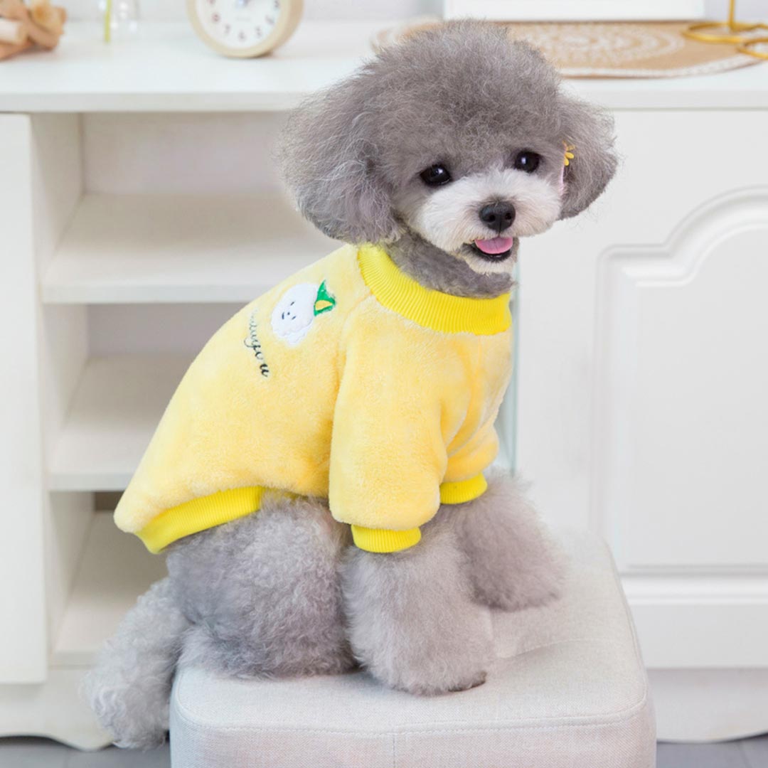 Bonito suéter para perros de cálido y suave forro polar, amarillo