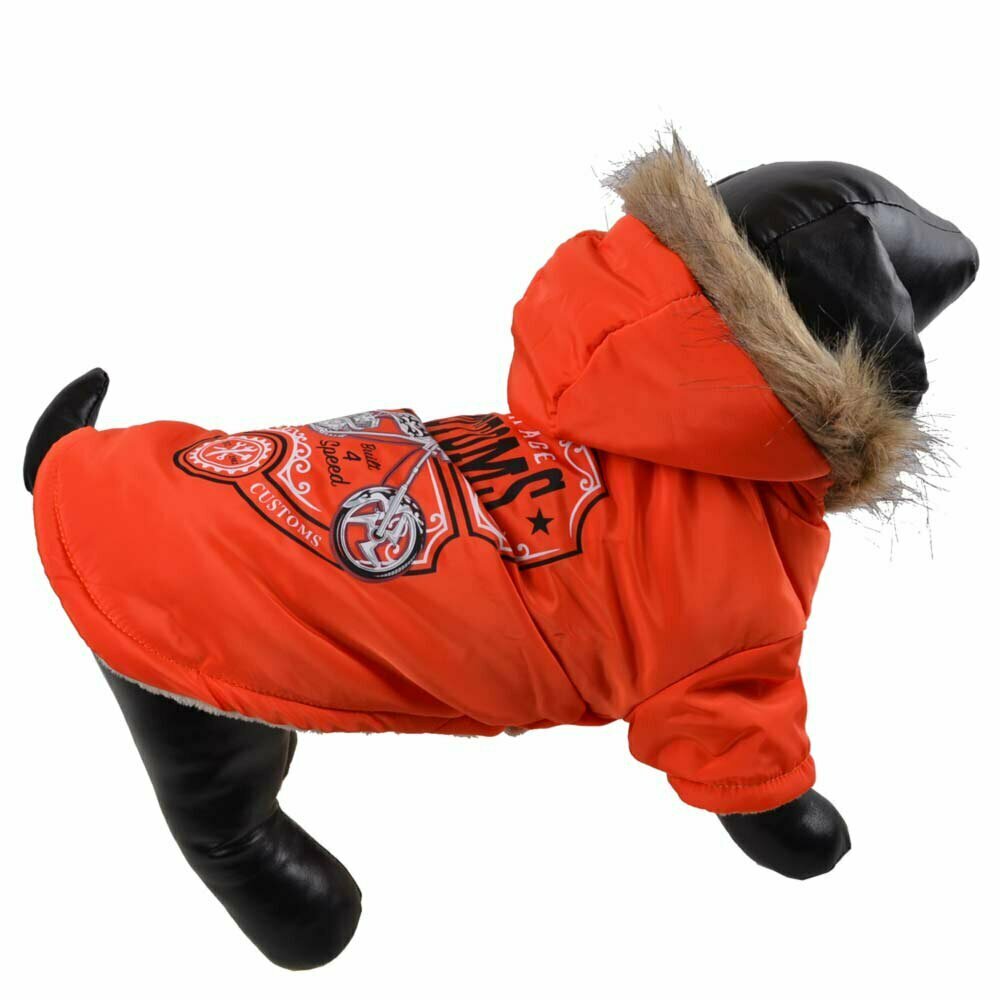 Chaqueta cálida para perros "Harley" de GogiPet, naranja con capucha