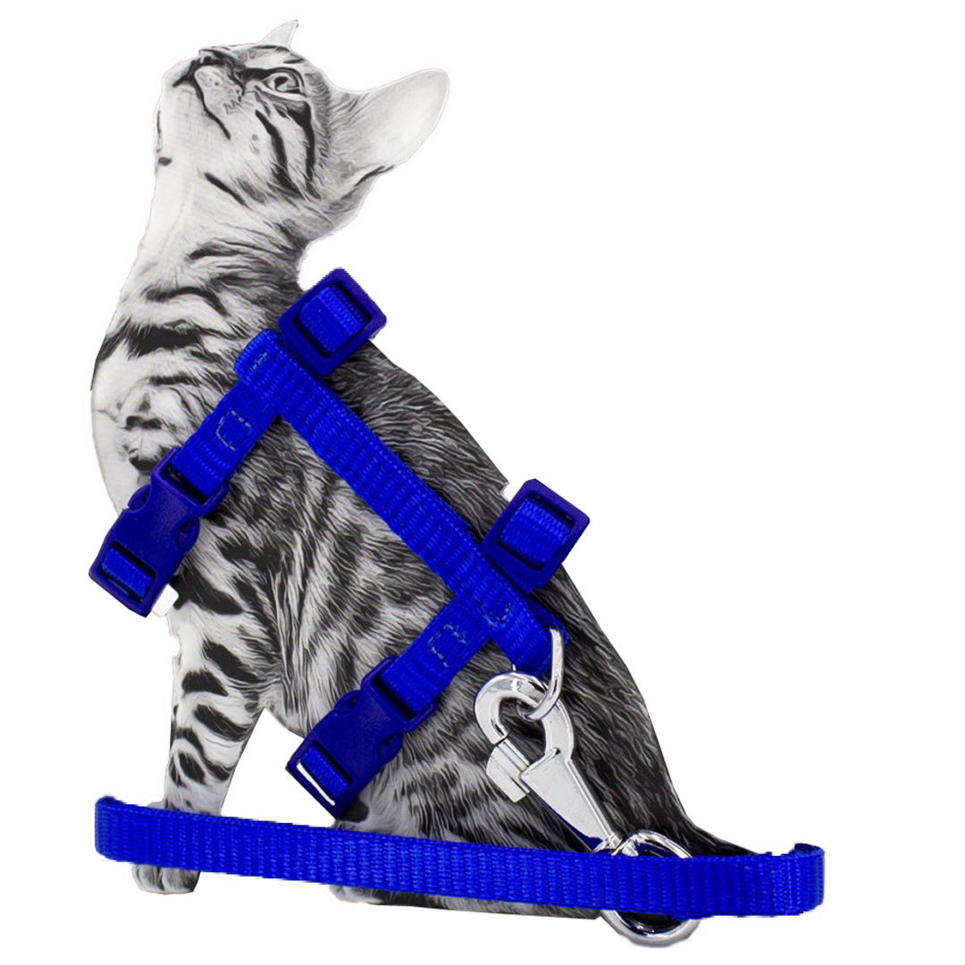 Arnés para gatos de nylon azul con correa de GogiPet® de tejido nylon Super Premium