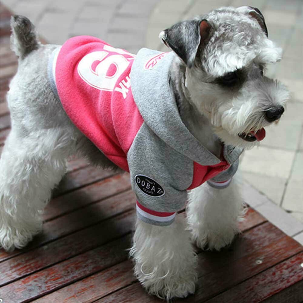 Chaqueta deportiva de algodón para perros con capucha "New York 69", rosa