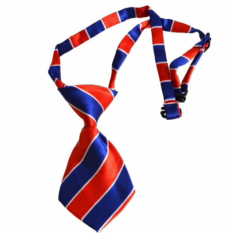 Corbata para perros hecha a mano con rayas rojas y azules de GogiPet