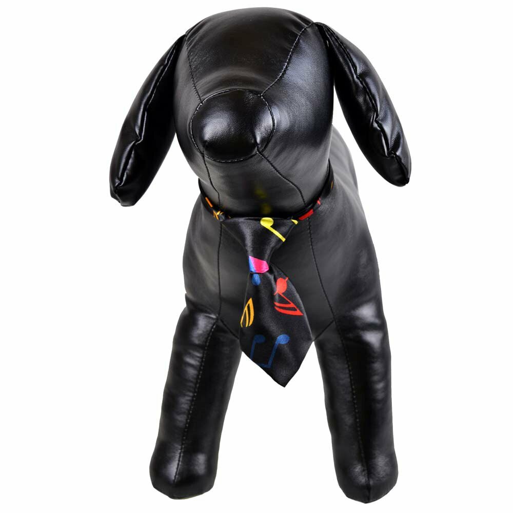 Corbata para perros mod. Felix - negra con coloridas notas musicales 