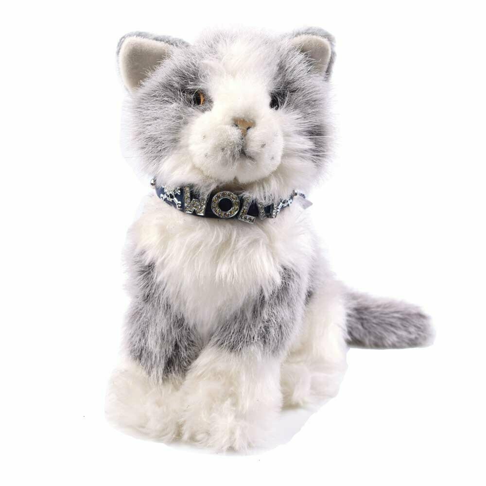 Collar para gatos y cachorros en cuero auténtico azul personalizado GogiPet® para letras metálicas o de strass