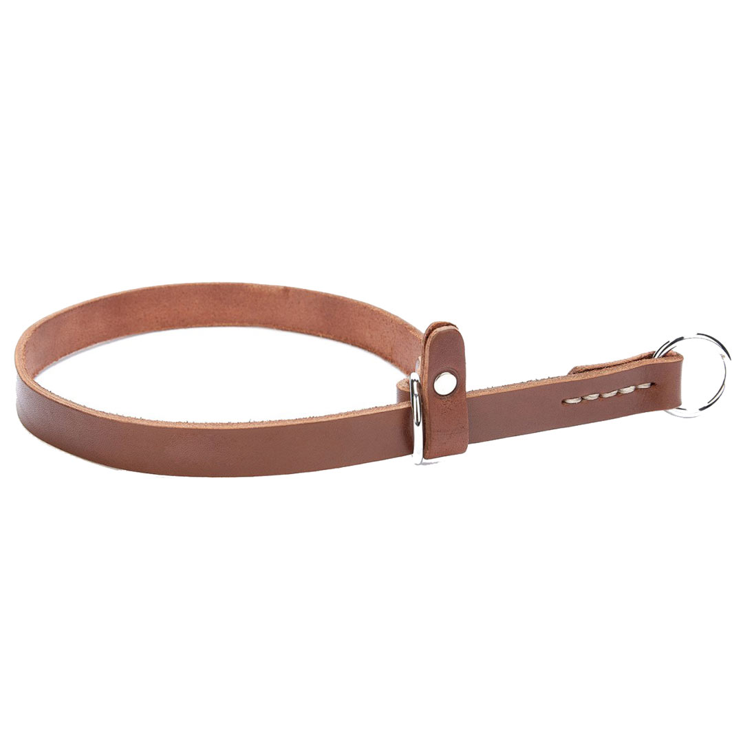 GogiPet® slip collar - Marrón collar de perro de cuero genuino-32 - 50 cm