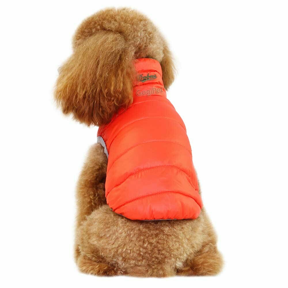 Chaleco plumón reversible para perros GogiPet, verde y naranja
