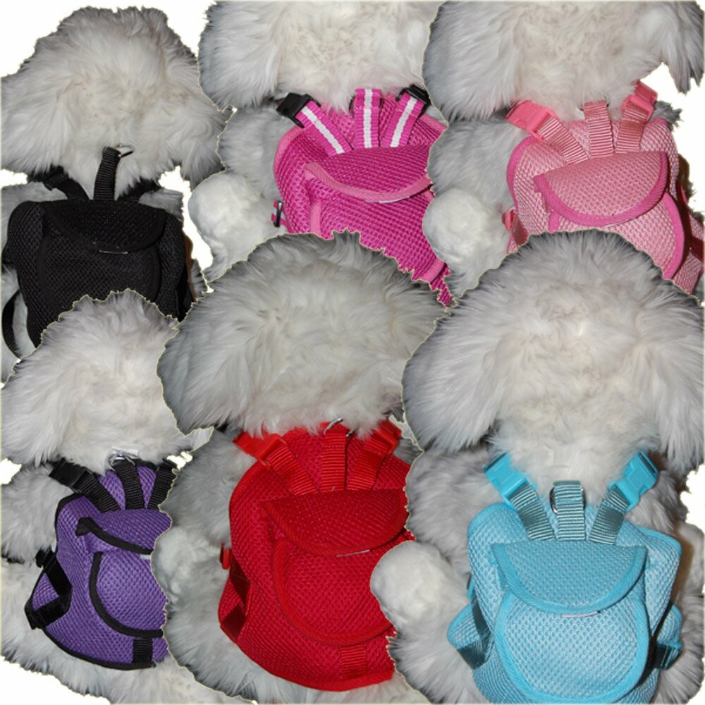 Arnés para perros con mochila y correa a juego, un divertido diseño de GogiPet® en diferentes colores