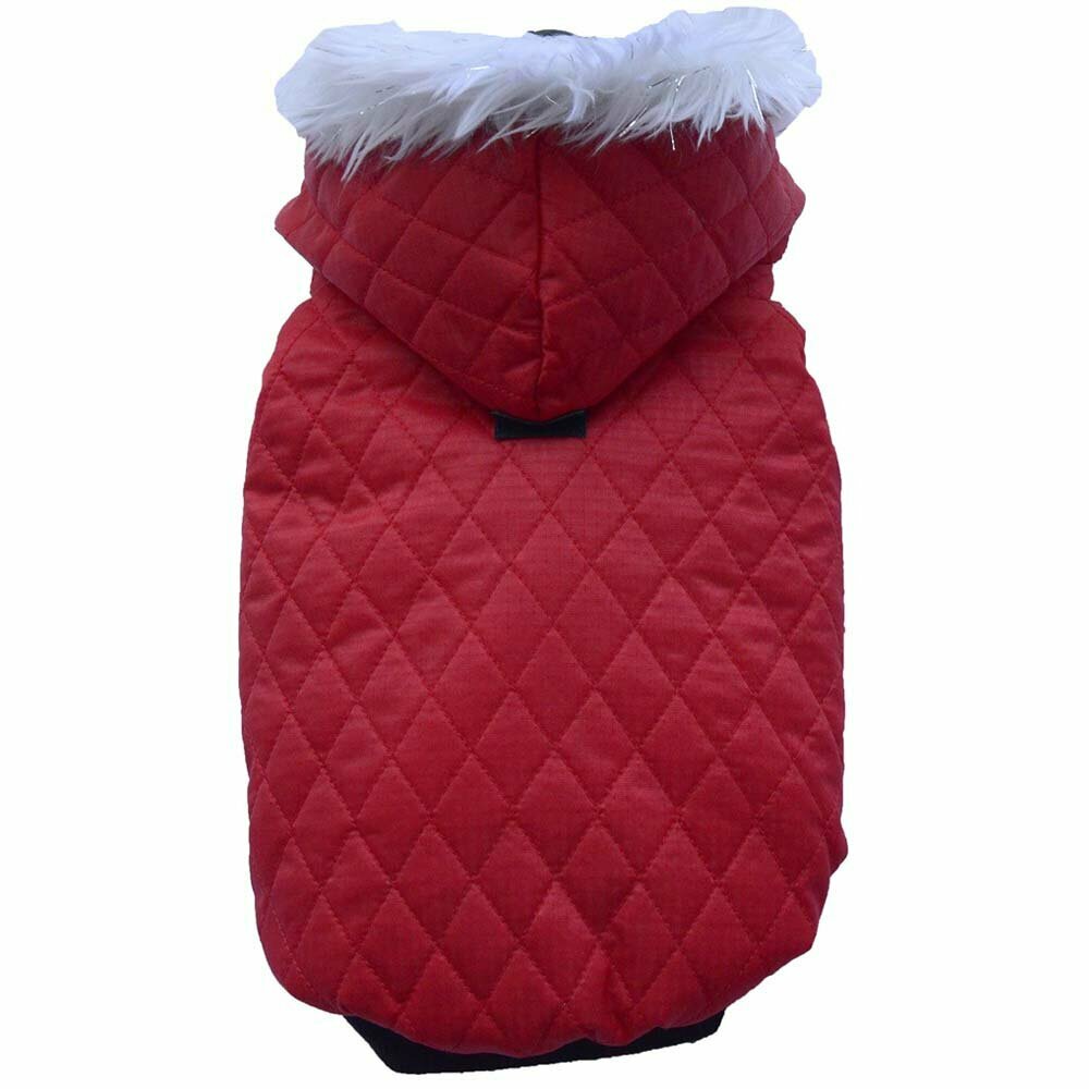 Abrigo para perros acolchado con capucha en color rojo - DoggyDolly moda para perros W042