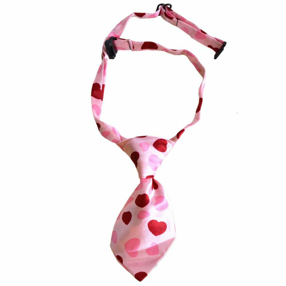 Corbata para perros hecha a mano rosa con corazones de GogiPet