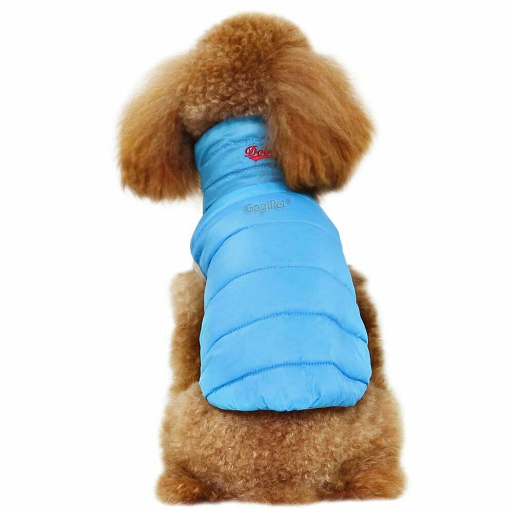 Chaleco plumón reversible para perros GogiPet, azul y rojo, dependiendo de tu humor