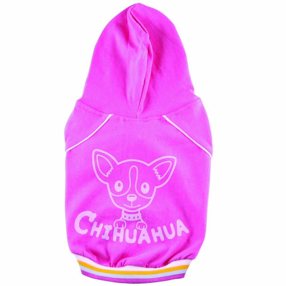 Camiseta rosa con capucha para perros "Chihuahua" DoggyDolly