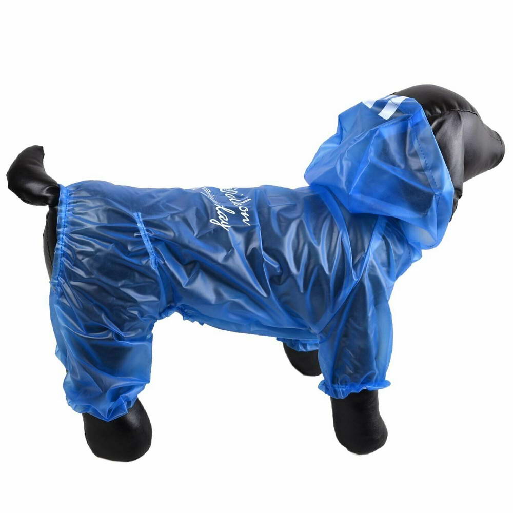 Chubasquero azul semitransparente para perros "Walking In The Rain" con 4 mangas