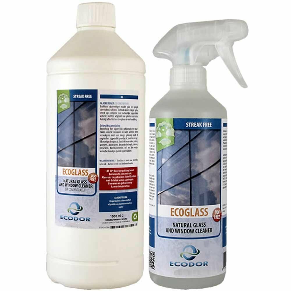 Ahorre un 20% con el pack ahorro EcoGlass para limpiar ventanas y superficies en el hogar.