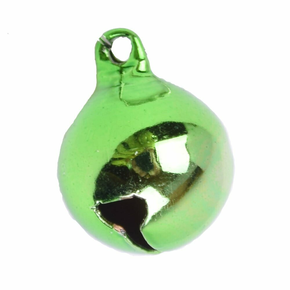 Cascabel pequeño para mascotas de metal verde metalizado, 14 mm