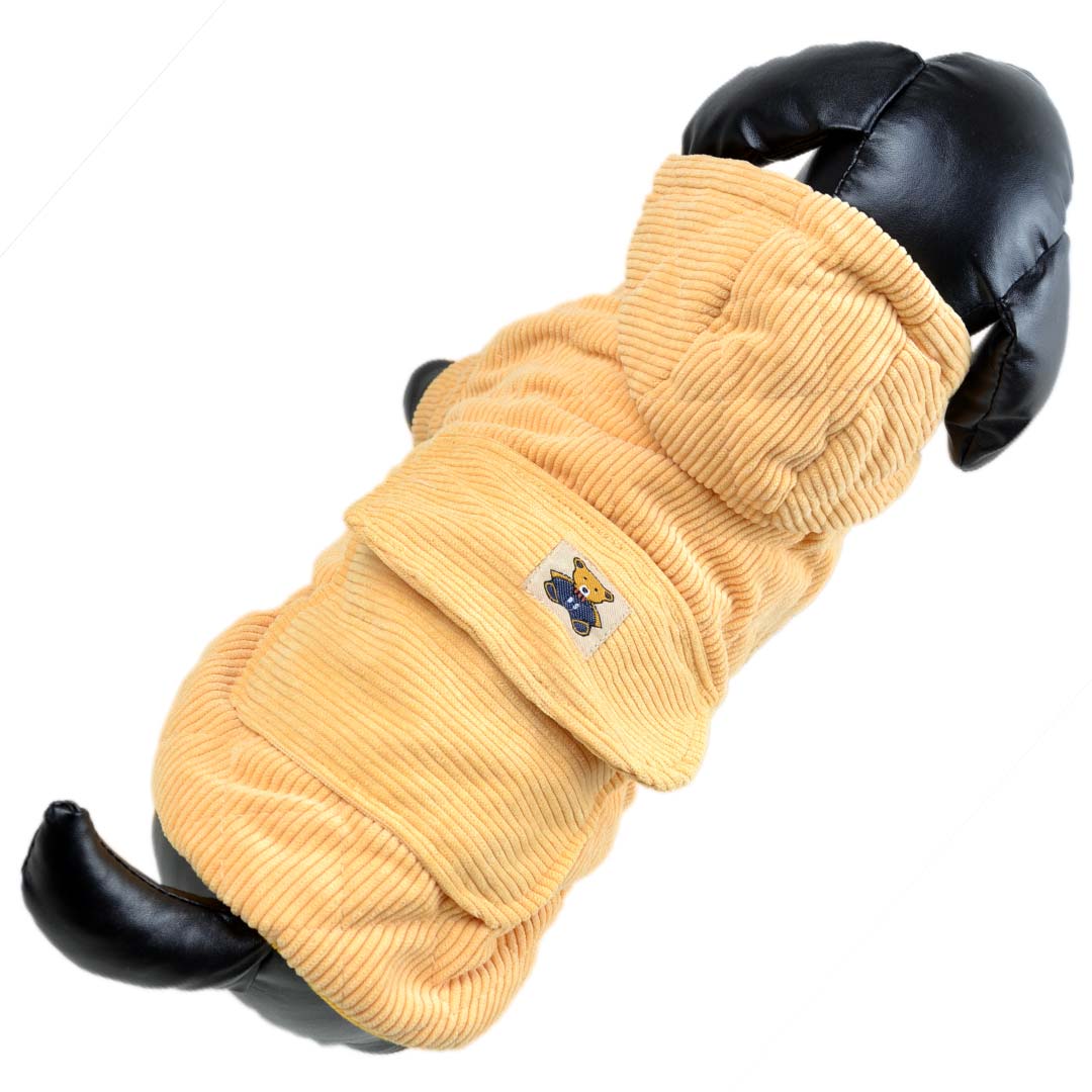Chaqueta para perros de pana amarilla con capucha - Ropa de abrigo para perros