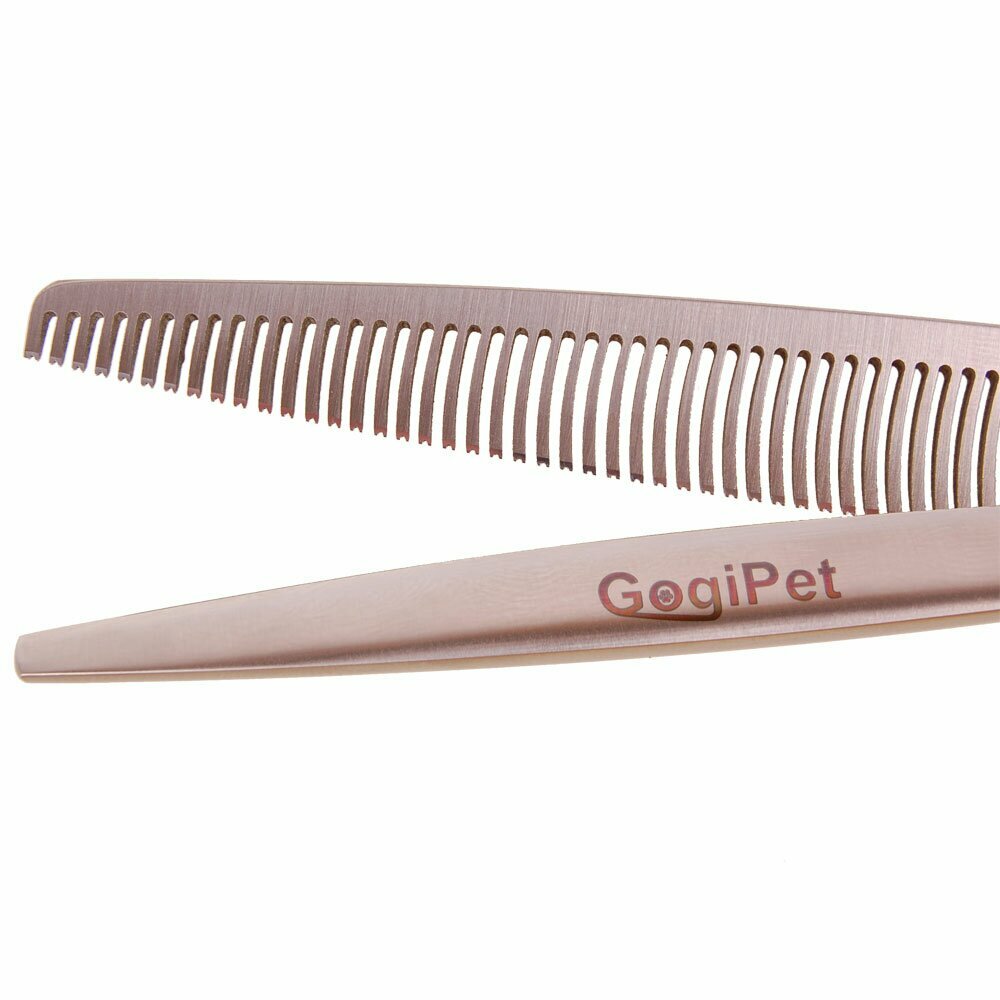 Tijeras de entresacar GogiPet® con 50 dientes finos en forma de V, donde cada diente corta - Para peluquería canina profesional