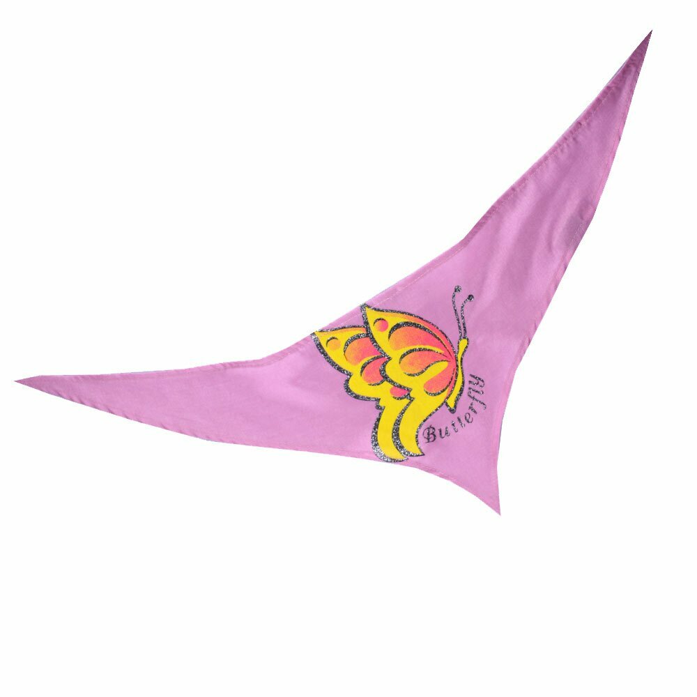Pañuelo triangular para perros con mariposa DoggyDolly lila