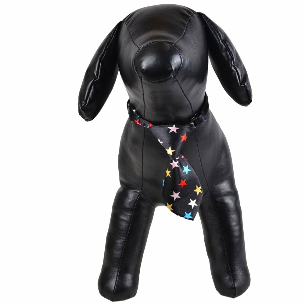 Corbata negra para perros y gatos, grandes y pequeños con estrellas de colores