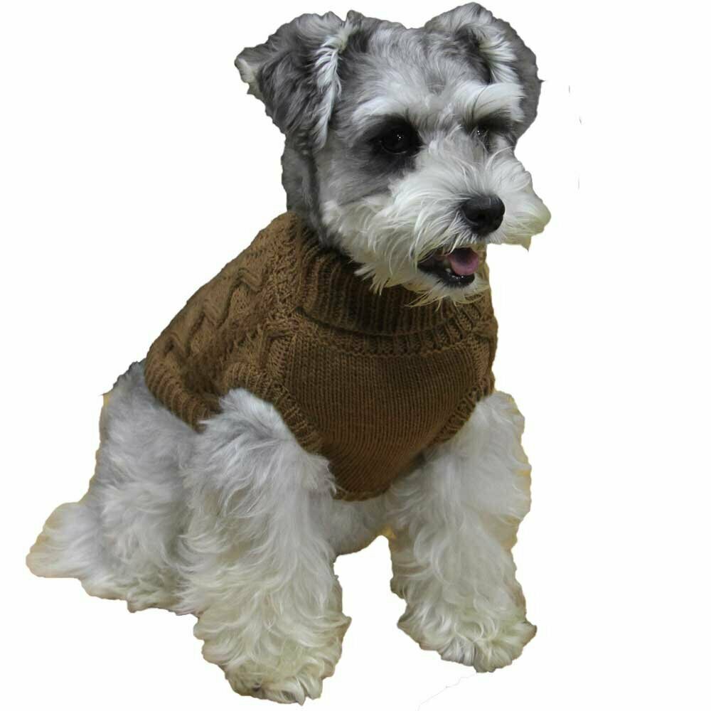 Suéter cálido de punto para perros "Queenie" de GogiPet, marrón