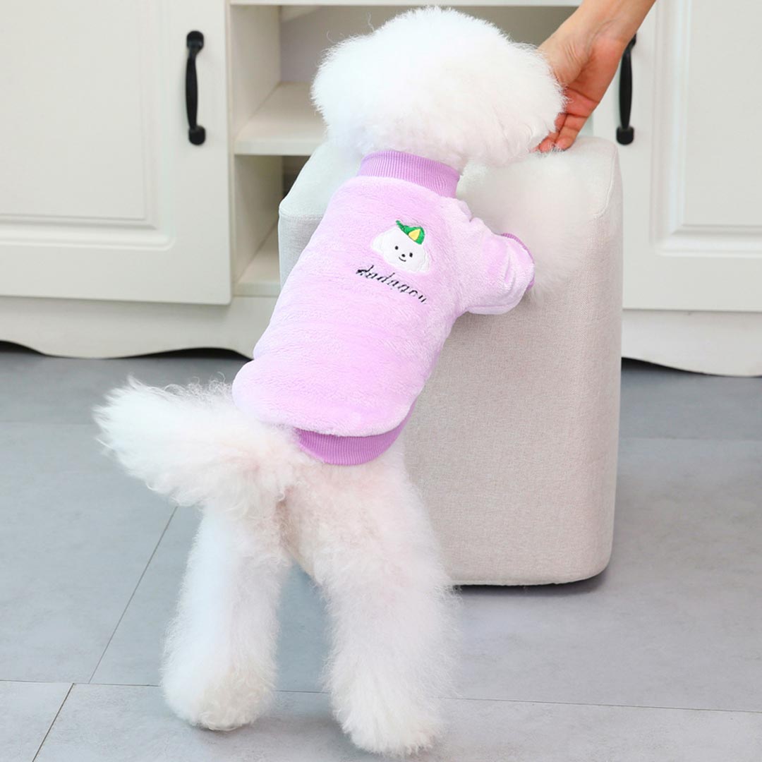 Bonito suéter para perros de cálido y suave forro polar, lila