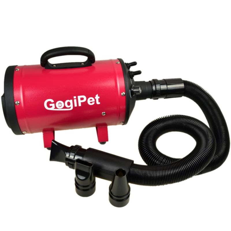 Secador para perros con velocidad variable y calefactor Poseidon de GogiPet, rojo