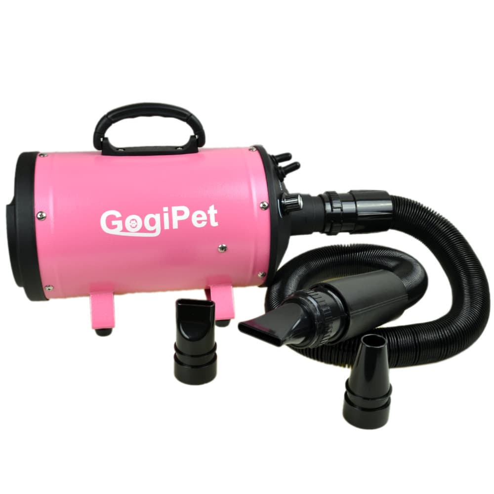 Secador para perros con velocidad variable y calefactor Poseidon de GogiPet, rosa